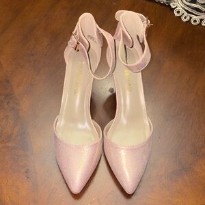 Dream Pairs Pink Glitter Pointed Ankle-Strap Heels